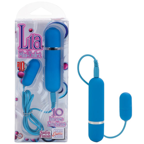 10-Function Lia Mini Bullet Vibrator, Blue, California Exotic Novelties