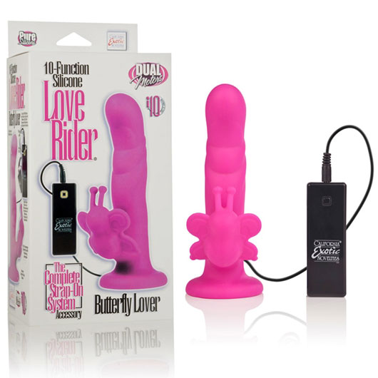 10-Function Silicone Love Rider Butterfly Lover Vibrator - Pink, California Exotic Novelties