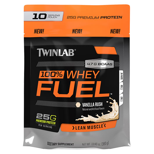 100% Whey Fuel, Zipper Pouch, Vanilla, 10 Servings, TwinLab