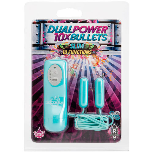 10X Dual Power Bullets Vibrator, Slim, Mint, Doc Johnson