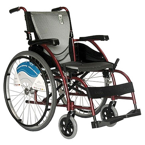 Karman Healthcare Inc. 16 x 17 Inch, Ergonomic High Strength Light Weight Wheelchair, K0004/K0005, Fixed Arms & Footrests, Burgundy Frame, Karman