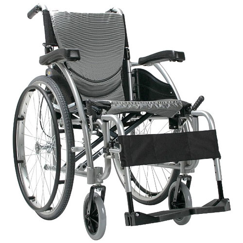 Karman Healthcare Inc. 18 x 17 Inch, Ergonomic High Strength Light Weight Wheelchair, K0004/K0005, Fixed Arms & Swing-away Footrests, Quick Release Axles, Silver Frame, Karman
