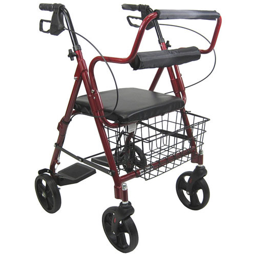 Karman Healthcare Inc. 2-in-1 Rollator & Transporter, Metallic Burgundy, Karman