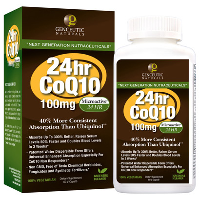 24 Hour Nano Microactive CoQ10 100 mg, 60 Veggie Capsules, Genceutic Naturals