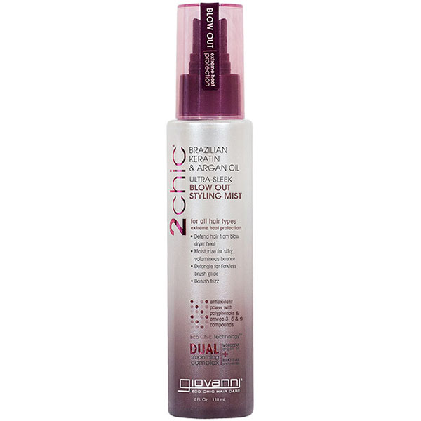 Giovanni Cosmetics 2chic Blow Out Styling Mist with Brazilian Keratin & Argan Oil, 4 oz, Giovanni Cosmetics