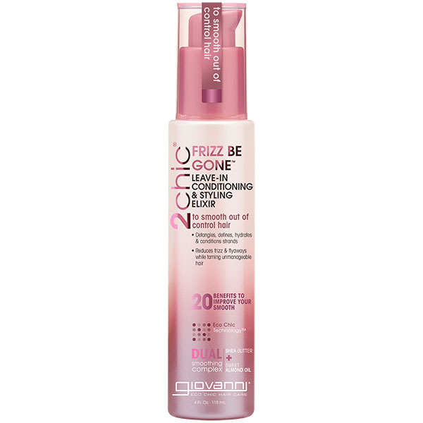 2chic Frizz Be Gone Leave-In Conditioning & Styling Elixir, 4 oz, Giovanni Cosmetics