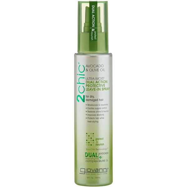 2chic Ultra-Moist Dual Action Protective Leave-In Spray, 4 oz, Giovanni Cosmetics