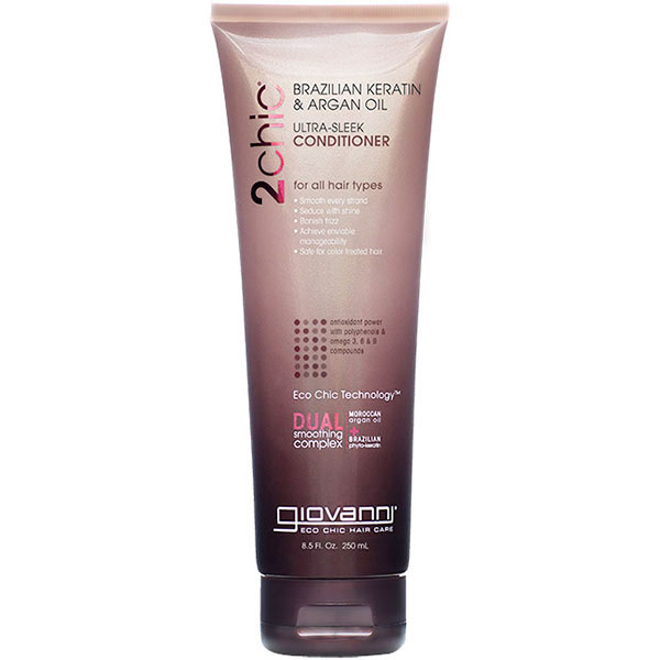 2chic Ultra-Sleek Conditioner with Brazilian Keratin & Argan Oil, 8.5 oz, Giovanni Cosmetics