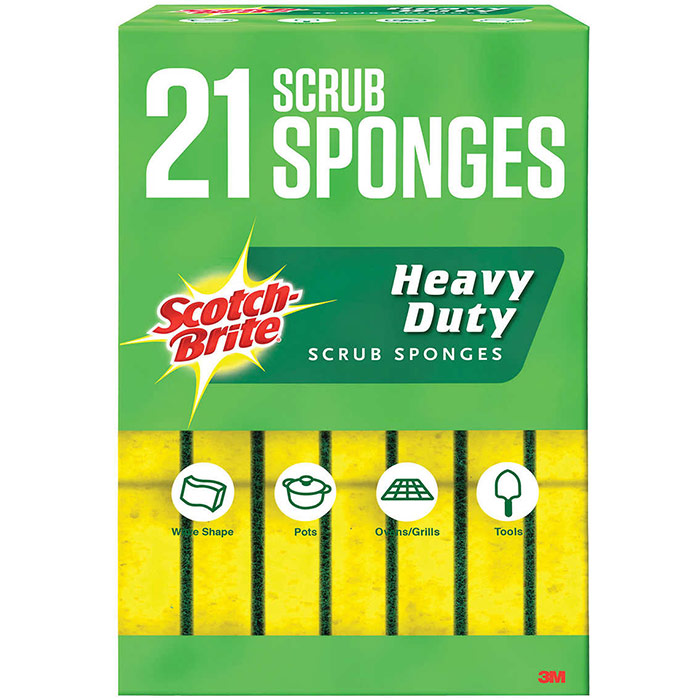 3M Scotch-Brite Heavy Duty Scrub Sponges, 21 Pack