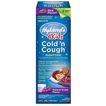 4 Kids Cold n Cough Nighttime - Grape Flavor, 4 oz, Hylands