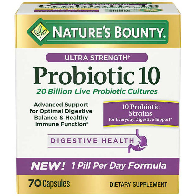 Ultra Strength Probiotic 10, 70 Capsules, Natures Bounty