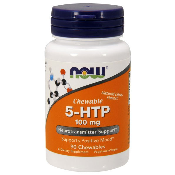 NOW Foods 5-HTP 100 mg Fast-Acting Lozenges, 90 Chewable Tablets, NOW Foods