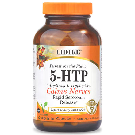 5-HTP, Calms Nerves, 60 Vegetarian Capsules, Lidtke