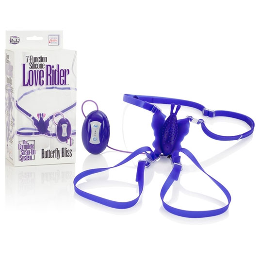 7-Function Silicone Love Rider, Butterfly Bliss - Purple, Strap-On Vibe, California Exotic Novelties
