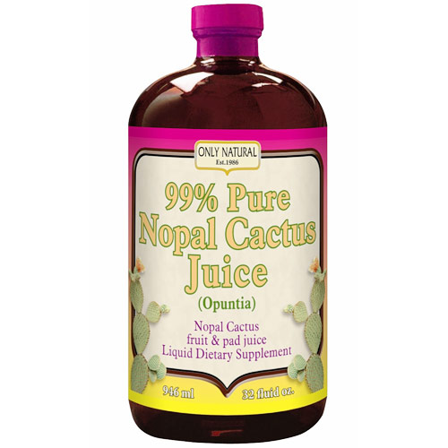 Nopal Cactus Juice 99% Pure, Liquid Supplement, 32 oz, Only Natural Inc.