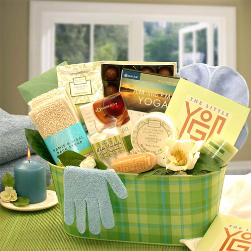 Elegant Gift Baskets Online A Little Yoga & Green Tea Essentials Gift Set, Elegant Gift Baskets Online