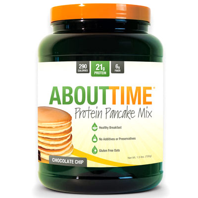 About Time Protein Pancake Mix Powder, Chocolate Chip, 1.5 lb, SDC Nutrition