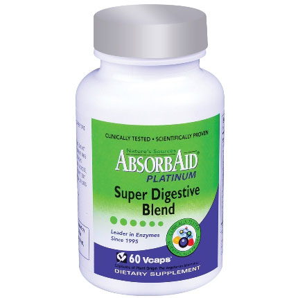 AbsorbAid Platinum, Super Digestive Blend, 60 Vcaps, Natures Sources