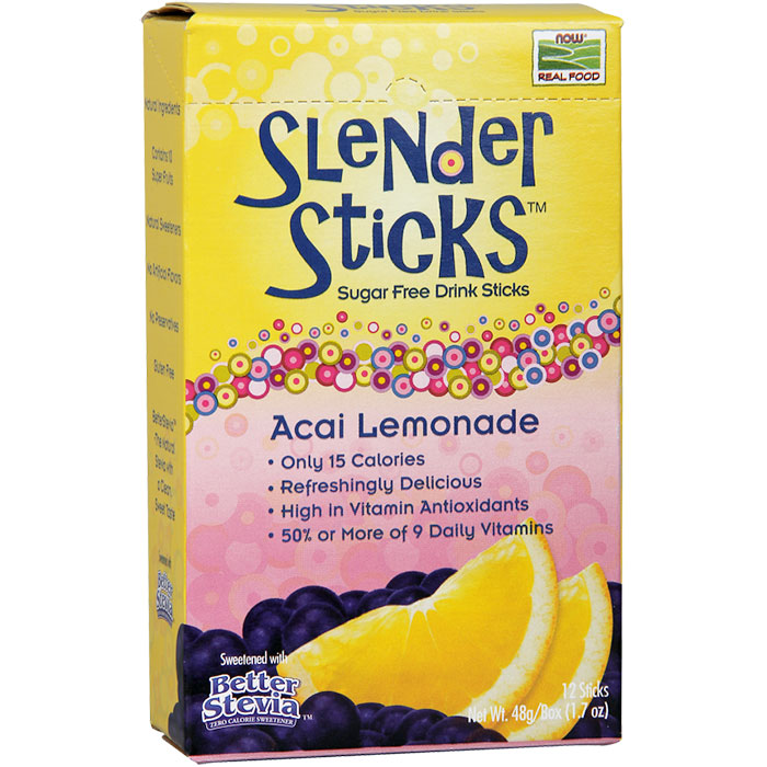 Acai Lemonade Slender Sticks, Sugar Free Drink Mix, 12 Sticks, NOW Foods