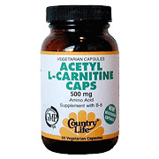 Country Life Acetyl L-Carnitine 500 mg 120 Vegicaps, Country Life