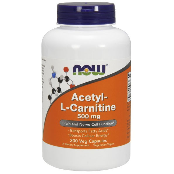 Acetyl-L Carnitine 500 mg, 200 Capsules, NOW Foods