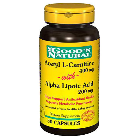 Good 'N Natural Acetyl L Carnitine 400 mg / Alpha Lipoic Acid 200 mg, 30 Capsules, Good 'N Natural