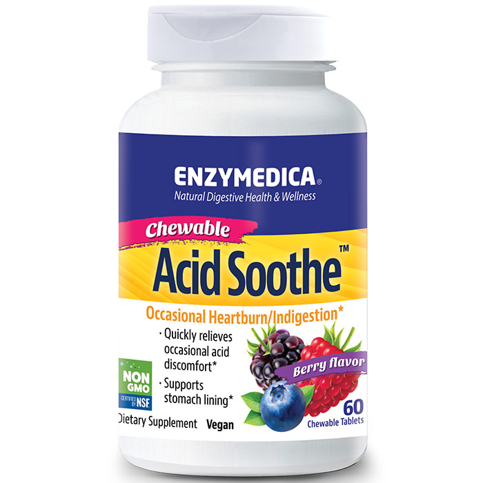 Acid Soothe Chewable, Berry Flavor, Value Size, 60 Tablets, Enzymedica