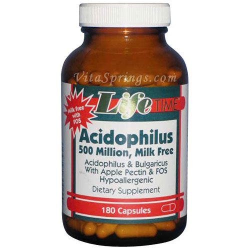Acidophilus 500 Million with FOS Milk Free 180 Capsules LifeTime