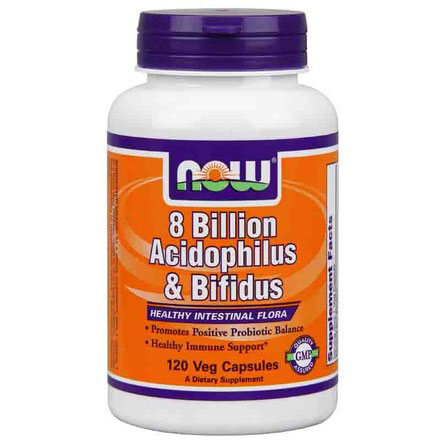 Acidophilus and Bifidus 8 Billion 120 Caps, NOW Foods