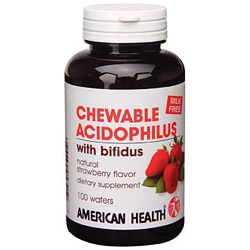 American Health Acidophilus Chewable with Bifidus, Strawberry 100 tabs from American Health