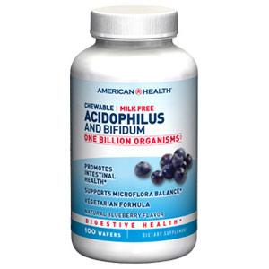 American Health Acidophilus and Bifidus Chewable Blueberry, 100 Wafers, American Health