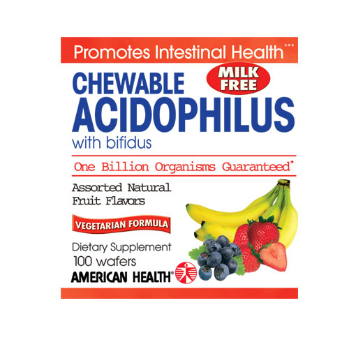 American Health Acidophilus Chewable Assorted Fruit Flavor, 100 Wafers, American Health