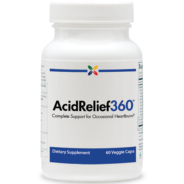 AcidRelief360 Formula, Complete Support for Occasional Heartburn, 60 Veggie Caps, Stop Aging Now