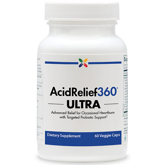 AcidRelief360 Ultra, with GutGard + Probiotics, 60 Veggie Caps, Stop Aging Now