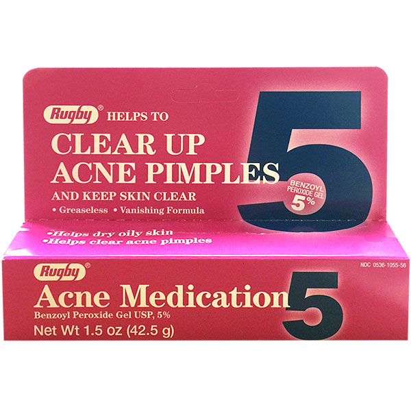 Acne Medication Benzoyl Peroxide Gel USP, 5%, 42.5 g, Rugby Laboratories