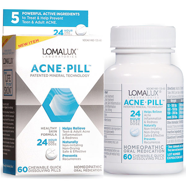 LomaLux Acne Pill, Healthy Skin Formula, 60 Chewable Pills, Loma Lux Labs