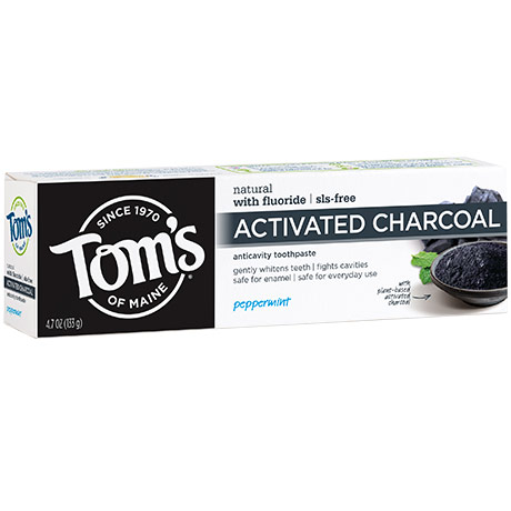 Activated Charcoal Anticavity Toothpaste, Peppermint, 4.7 oz, Toms of Maine