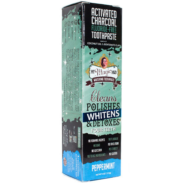Activated Charcoal Fluoride Free Whitening Toothpaste, Peppermint, 4 oz, My Magic Mud