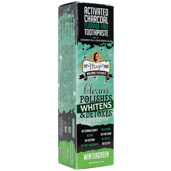 Activated Charcoal Fluoride Free Whitening Toothpaste, Wintergreen, 4 oz, My Magic Mud