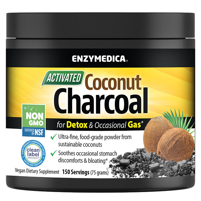 Activated Coconut Charcoal Powder, 150 Servings (75 g), Enzymedica