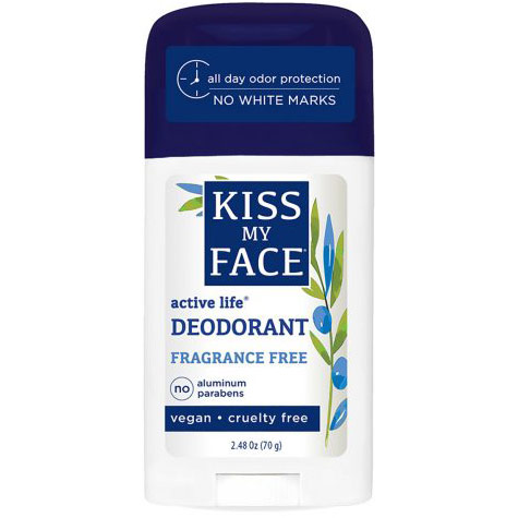 Active Life Stick Deodorant, Fragrance Free, 2.48 oz, Kiss My Face