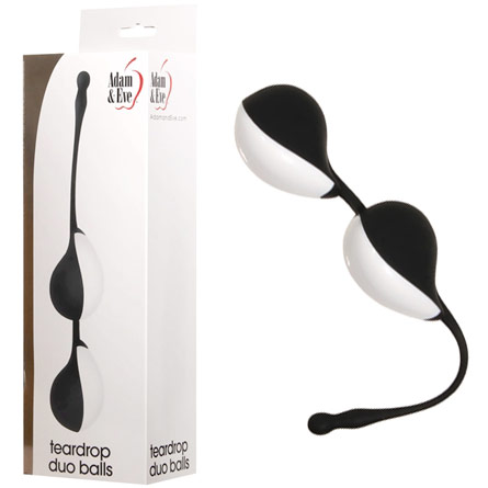 Adam & Eve Teardrop Duo Balls, Black, Evolved Novelties