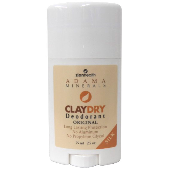 Adama Minerals Clay Dry Silk Deodorant, Original, 2.5 oz, Zion Health