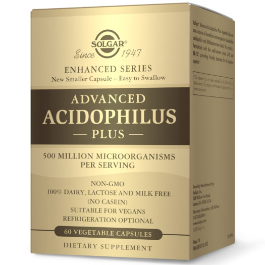 Advanced Acidophilus Plus, 60 Vegetable Capsules, Solgar
