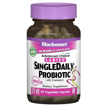 Advanced Choice Ladies SingleDaily Probiotic 50 Billion CFU, 30 Vegetable Capsules, Bluebonnet Nutrition