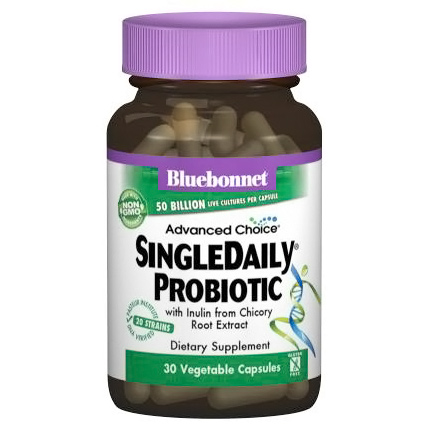 Advanced Choice SingleDaily Probiotic 50 Billion CFU, 30 Vegetable Capsules, Bluebonnet Nutrition