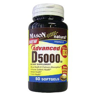 Mason Natural Advanced Vitamin D 5000 IU, 50 Softgels, Mason Natural