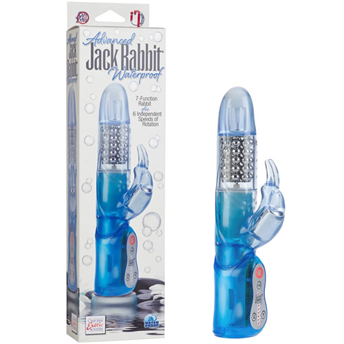 Advanced Waterproof Jack Rabbit Vibrator, 5 Rows of Beads, Blue, California Exotic Novelties