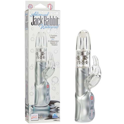 California Exotic Novelties Advanced Waterproof Jack Rabbit Vibrator, Floating Beads, Silver, California Exotic Novelties