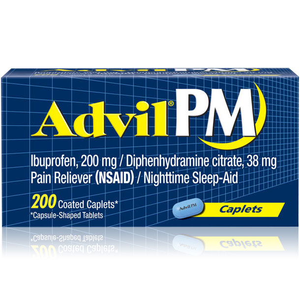 Advil PM, Pain Reliever / Nighttime Sleep-Aid, 200 Coated Caplets